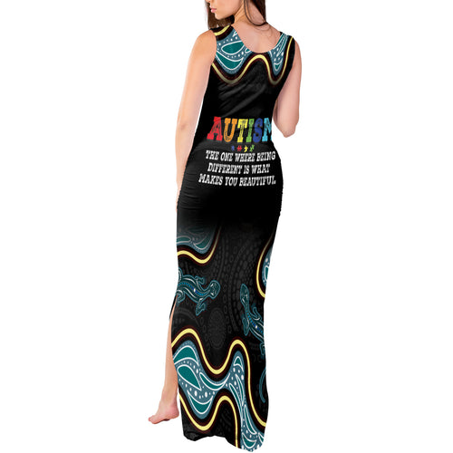 Australia Autism Awareness 4 April Aboriginal Lizard Tank Maxi Dress