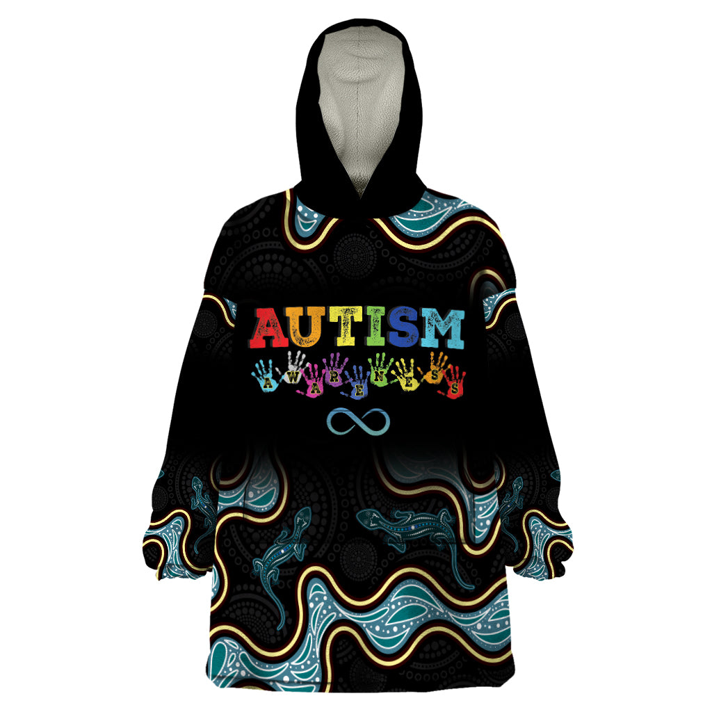 Australia Autism Awareness 4 April Aboriginal Lizard Wearable Blanket Hoodie