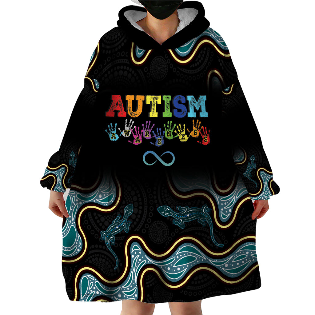 Australia Autism Awareness 4 April Aboriginal Lizard Wearable Blanket Hoodie