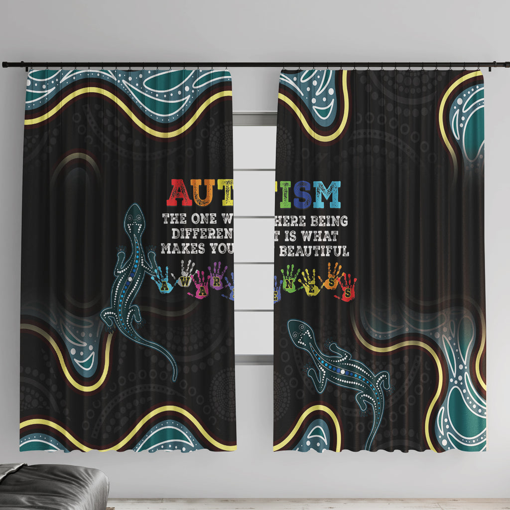 Australia Autism Awareness 4 April Aboriginal Lizard Window Curtain