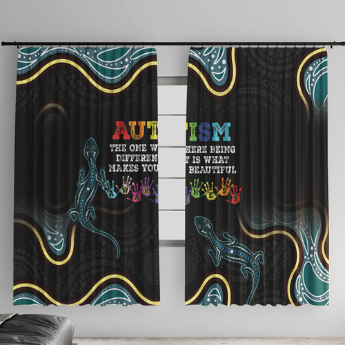 Australia Autism Awareness 4 April Aboriginal Lizard Window Curtain