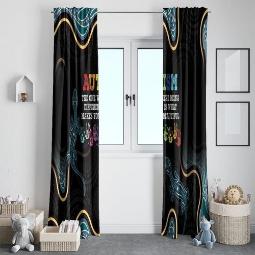 Australia Autism Awareness 4 April Aboriginal Lizard Window Curtain
