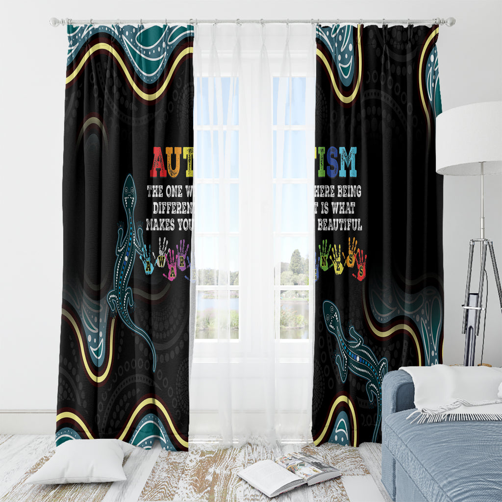 Australia Autism Awareness 4 April Aboriginal Lizard Window Curtain