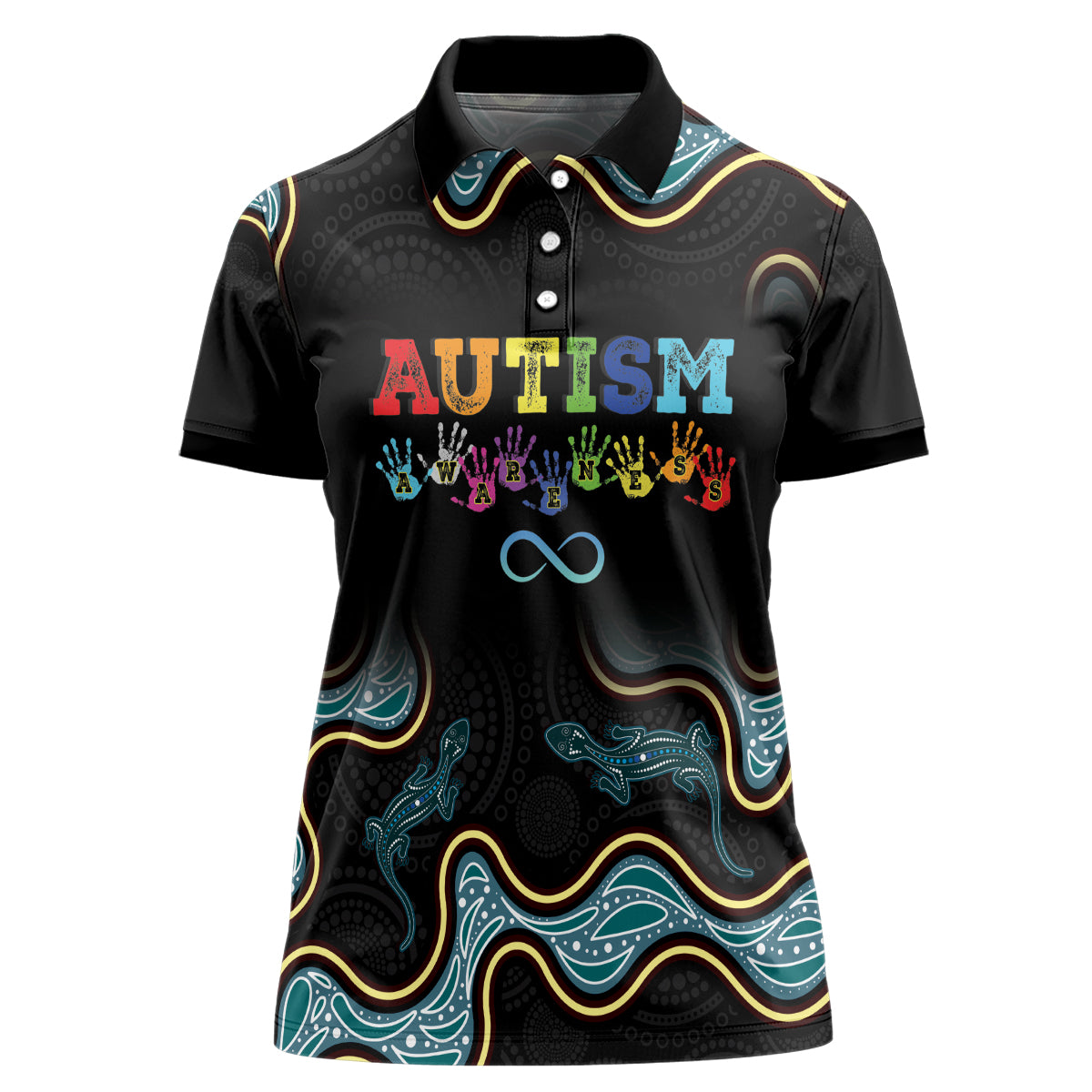 Australia Autism Awareness 4 April Aboriginal Lizard Women Polo Shirt