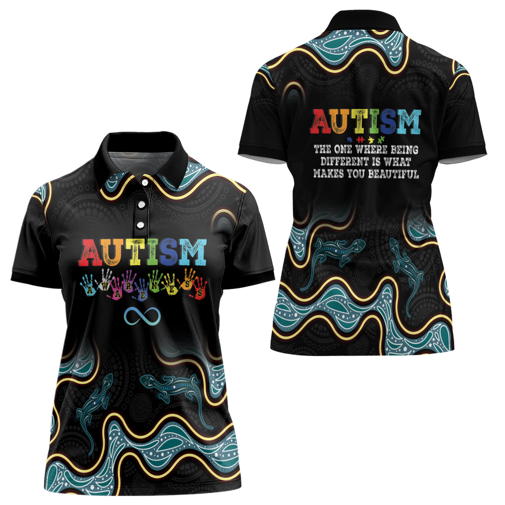 Australia Autism Awareness 4 April Aboriginal Lizard Women Polo Shirt