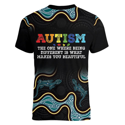 Australia Autism Awareness 4 April Aboriginal Lizard Women V Neck T Shirt