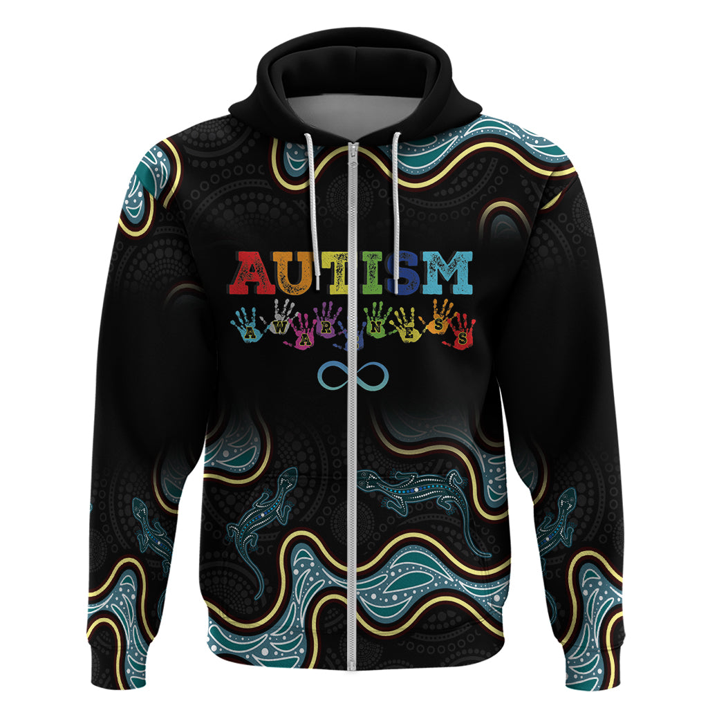 Australia Autism Awareness 4 April Aboriginal Lizard Zip Hoodie