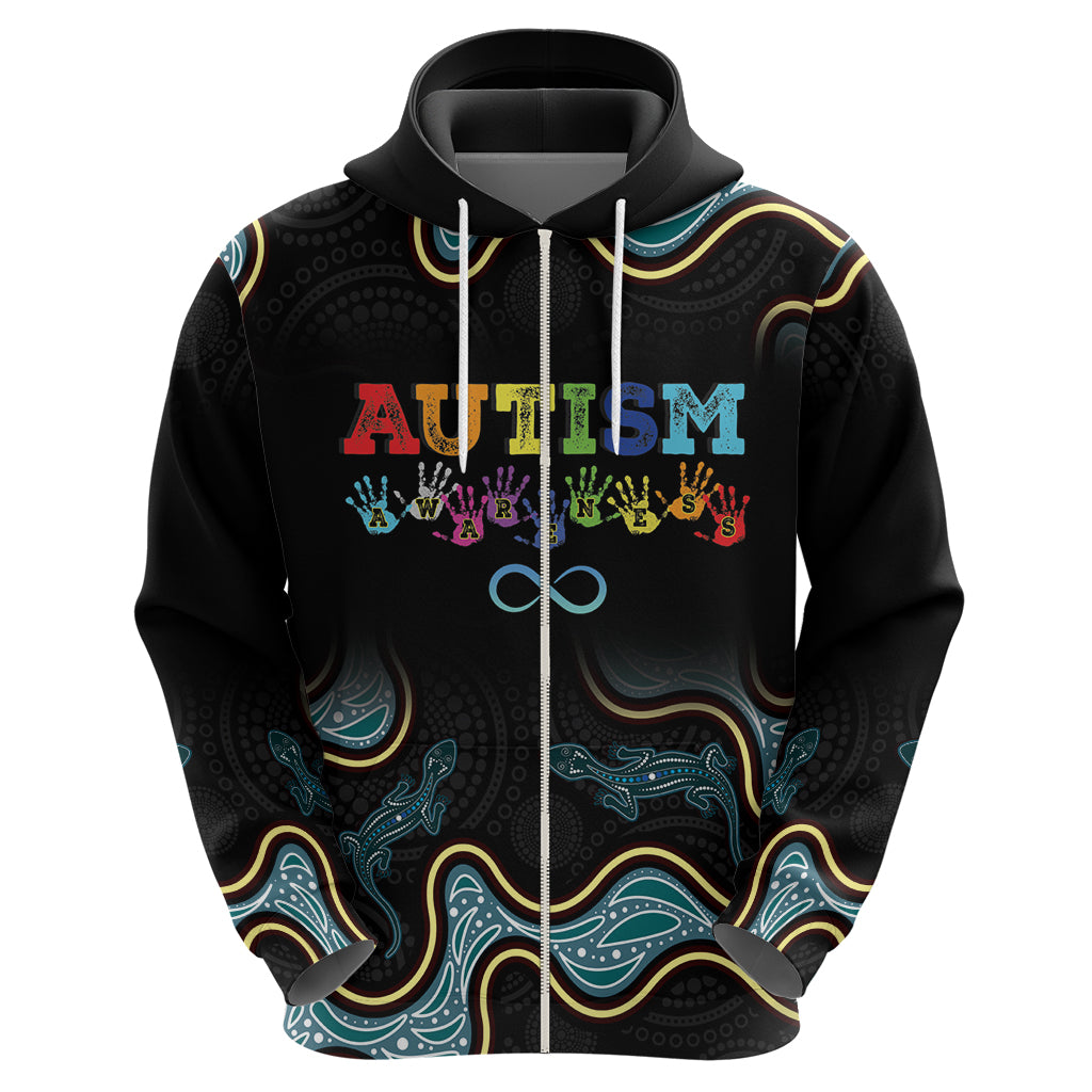 Australia Autism Awareness 4 April Aboriginal Lizard Zip Hoodie