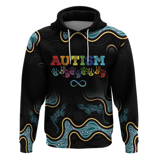 Australia Autism Awareness 4 April Aboriginal Lizard Zip Hoodie