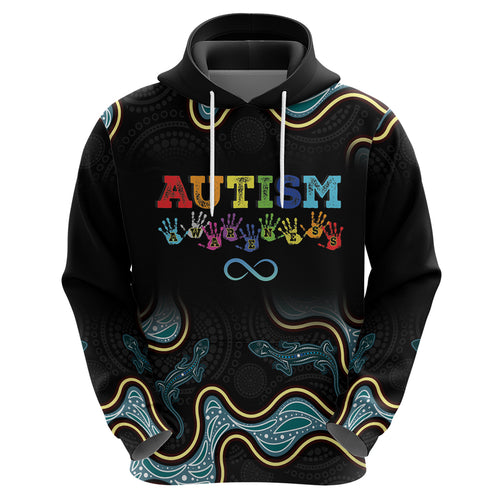 Australia Autism Awareness 4 April Aboriginal Lizard Zip Hoodie