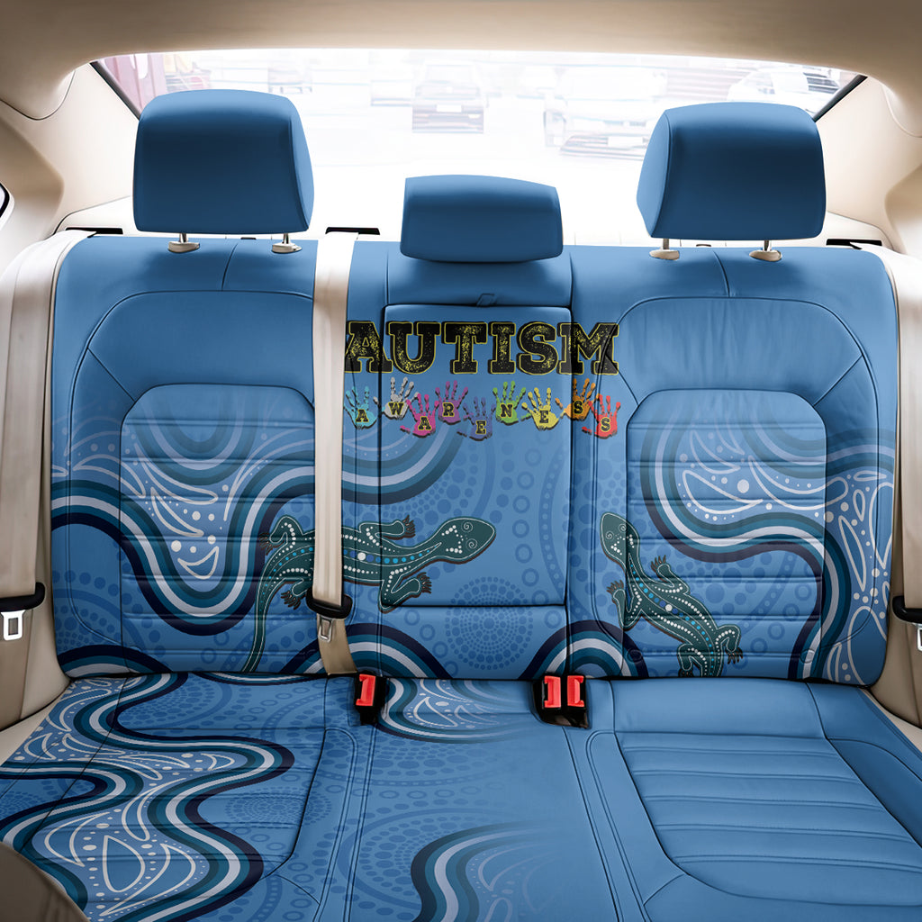 Australia Autism Awareness Back Car Seat Cover In April We Wear Blue Aboriginal Lizard