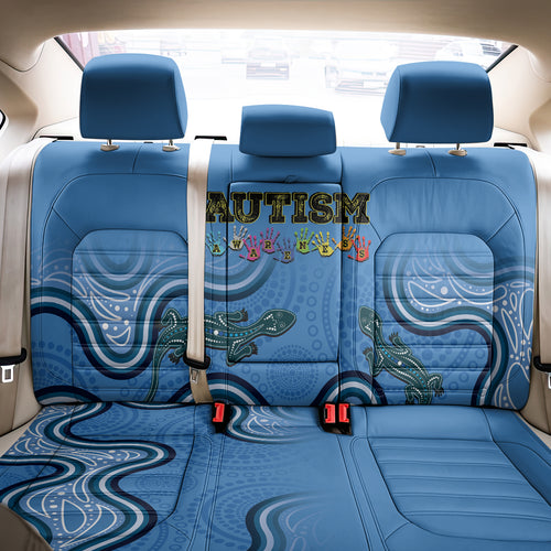 Australia Autism Awareness Back Car Seat Cover In April We Wear Blue Aboriginal Lizard