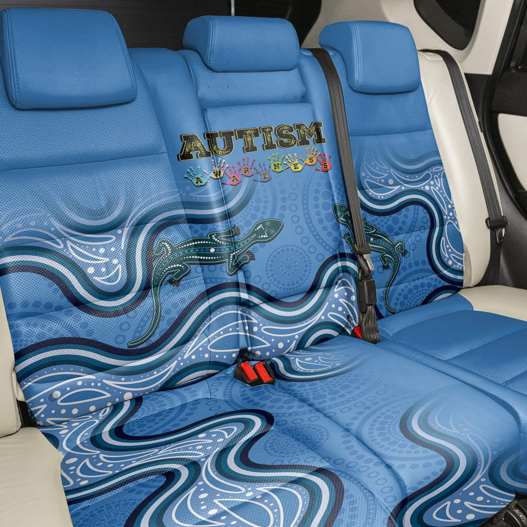 Australia Autism Awareness Back Car Seat Cover In April We Wear Blue Aboriginal Lizard
