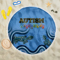Australia Autism Awareness Beach Blanket In April We Wear Blue Aboriginal Lizard