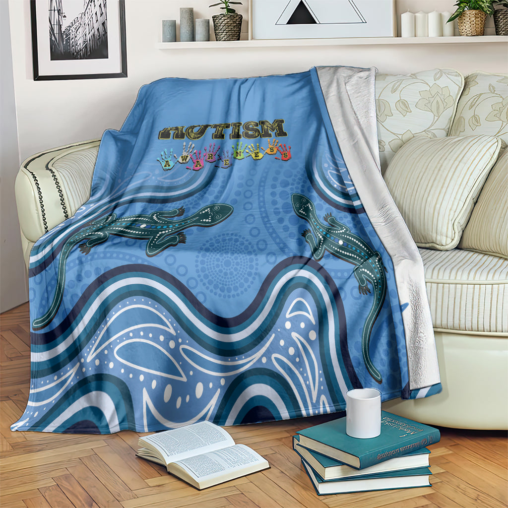 Australia Autism Awareness Blanket In April We Wear Blue Aboriginal Lizard