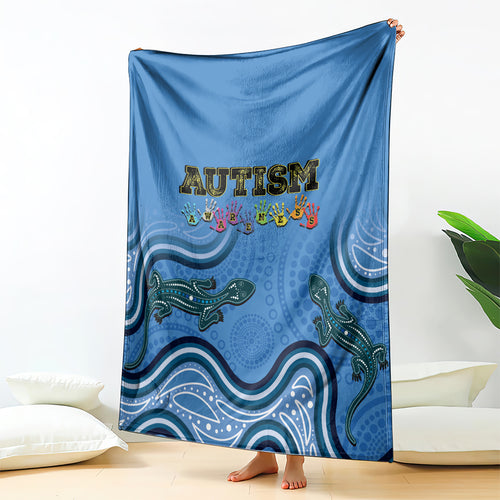 Australia Autism Awareness Blanket In April We Wear Blue Aboriginal Lizard