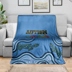 Australia Autism Awareness Blanket In April We Wear Blue Aboriginal Lizard
