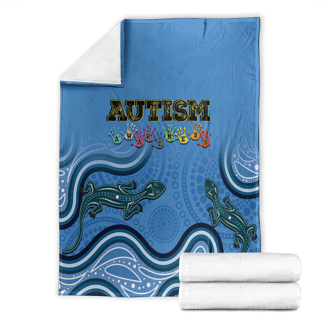 Australia Autism Awareness Blanket In April We Wear Blue Aboriginal Lizard
