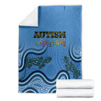 Australia Autism Awareness Blanket In April We Wear Blue Aboriginal Lizard