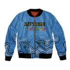 Australia Autism Awareness Bomber Jacket In April We Wear Blue Aboriginal Lizard