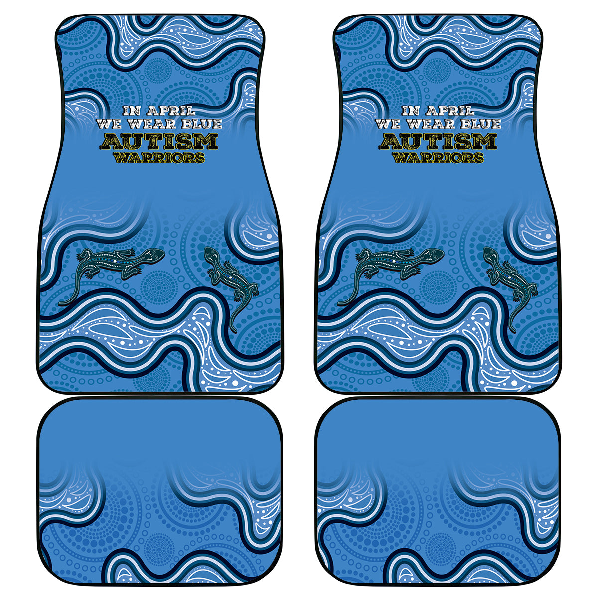 Australia Autism Awareness Car Mats In April We Wear Blue Aboriginal Lizard