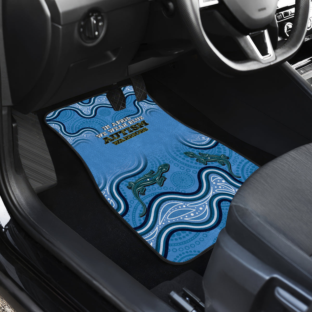 Australia Autism Awareness Car Mats In April We Wear Blue Aboriginal Lizard