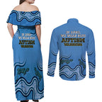 Australia Autism Awareness Couples Matching Off Shoulder Maxi Dress and Long Sleeve Button Shirt In April We Wear Blue Aboriginal Lizard