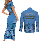 Australia Autism Awareness Couples Matching Short Sleeve Bodycon Dress and Long Sleeve Button Shirt In April We Wear Blue Aboriginal Lizard