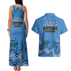 Australia Autism Awareness Couples Matching Tank Maxi Dress and Hawaiian Shirt In April We Wear Blue Aboriginal Lizard