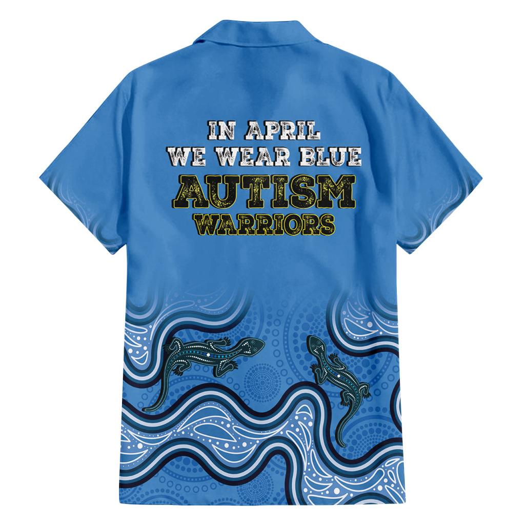 Australia Autism Awareness Family Matching Long Sleeve Bodycon Dress and Hawaiian Shirt In April We Wear Blue Aboriginal Lizard