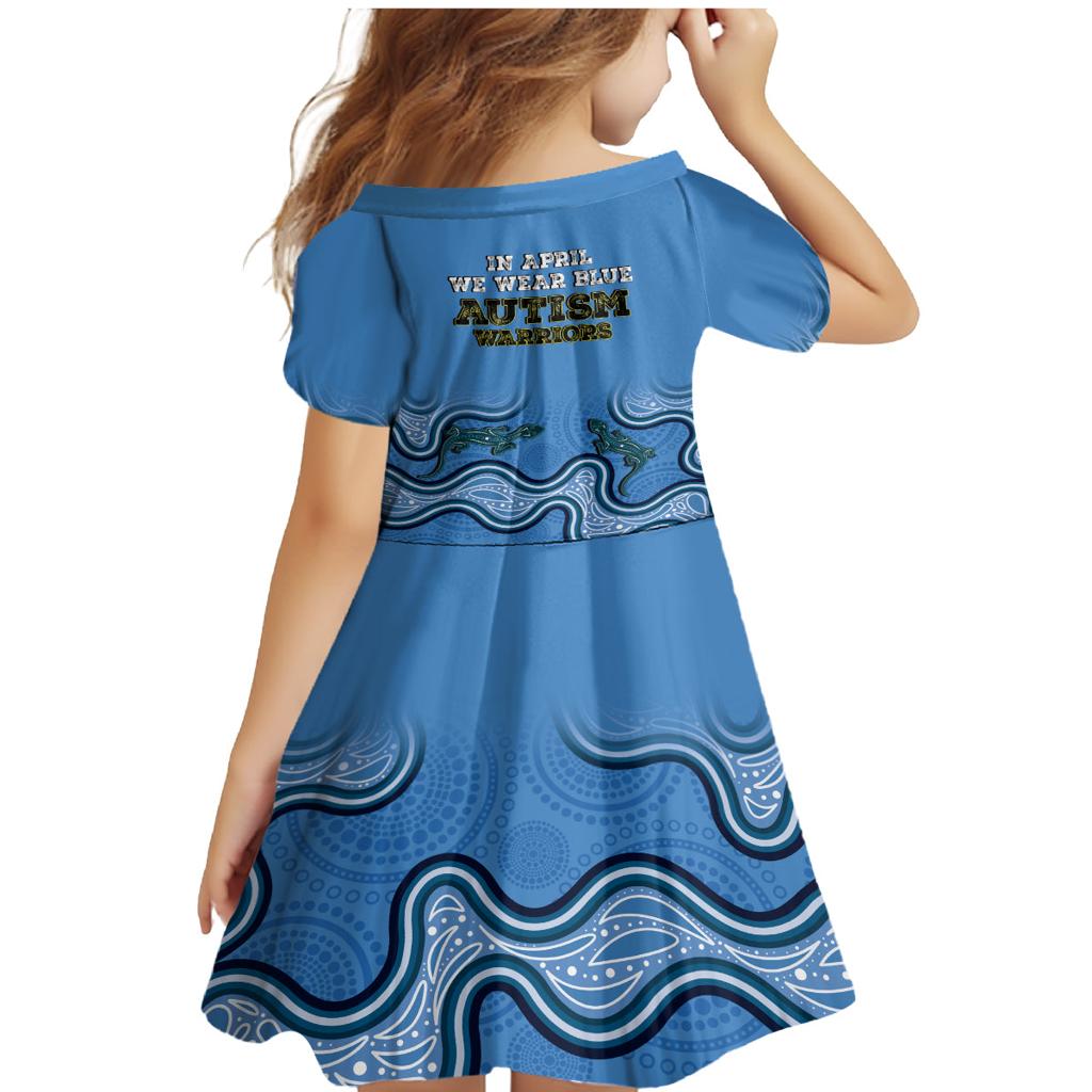 Australia Autism Awareness Family Matching Mermaid Dress and Hawaiian Shirt In April We Wear Blue Aboriginal Lizard