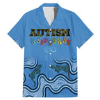Australia Autism Awareness Family Matching Mermaid Dress and Hawaiian Shirt In April We Wear Blue Aboriginal Lizard