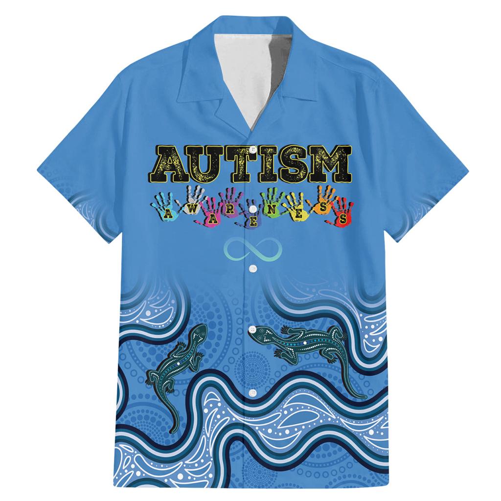 Australia Autism Awareness Family Matching Mermaid Dress and Hawaiian Shirt In April We Wear Blue Aboriginal Lizard