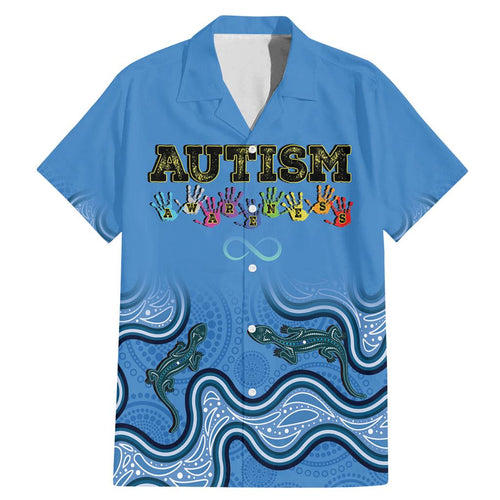 Australia Autism Awareness Family Matching Mermaid Dress and Hawaiian Shirt In April We Wear Blue Aboriginal Lizard