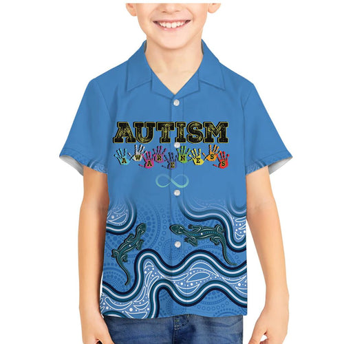 Australia Autism Awareness Family Matching Mermaid Dress and Hawaiian Shirt In April We Wear Blue Aboriginal Lizard