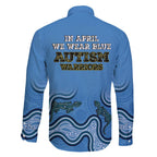 Australia Autism Awareness Family Matching Off The Shoulder Long Sleeve Dress and Hawaiian Shirt In April We Wear Blue Aboriginal Lizard
