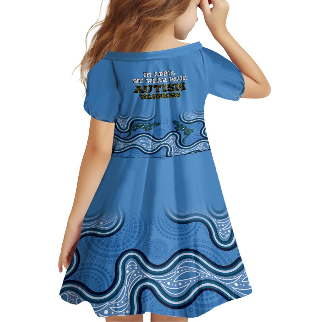 Australia Autism Awareness Family Matching Off Shoulder Maxi Dress and Hawaiian Shirt In April We Wear Blue Aboriginal Lizard