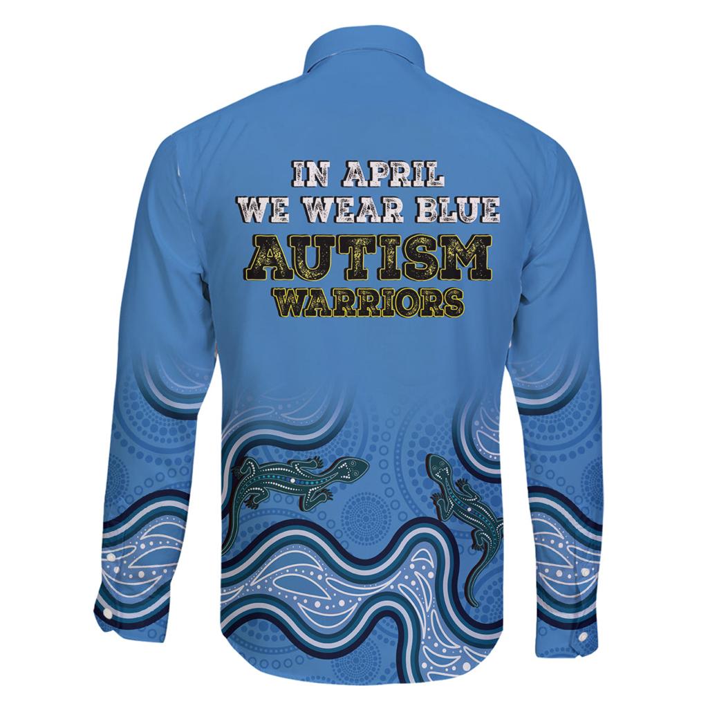 Australia Autism Awareness Family Matching Off Shoulder Short Dress and Hawaiian Shirt In April We Wear Blue Aboriginal Lizard
