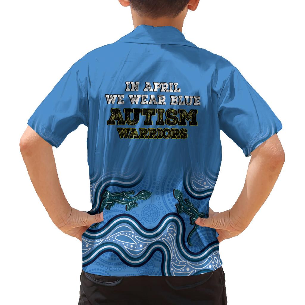 Australia Autism Awareness Family Matching Puletasi and Hawaiian Shirt In April We Wear Blue Aboriginal Lizard