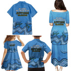 Australia Autism Awareness Family Matching Puletasi and Hawaiian Shirt In April We Wear Blue Aboriginal Lizard