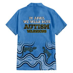 Australia Autism Awareness Family Matching Tank Maxi Dress and Hawaiian Shirt In April We Wear Blue Aboriginal Lizard