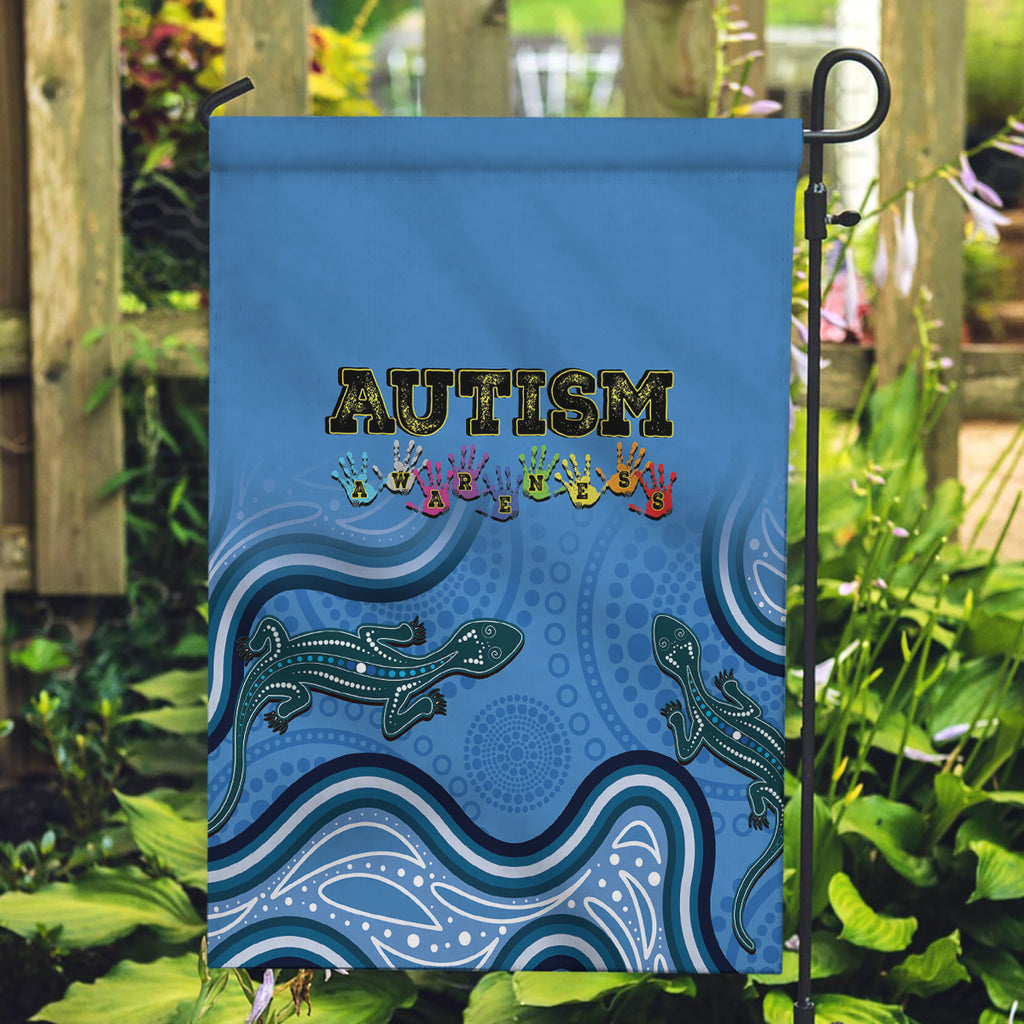 Australia Autism Awareness Garden Flag In April We Wear Blue Aboriginal Lizard