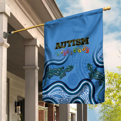 Australia Autism Awareness Garden Flag In April We Wear Blue Aboriginal Lizard