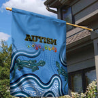 Australia Autism Awareness Garden Flag In April We Wear Blue Aboriginal Lizard