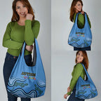 Australia Autism Awareness Grocery Bag In April We Wear Blue Aboriginal Lizard