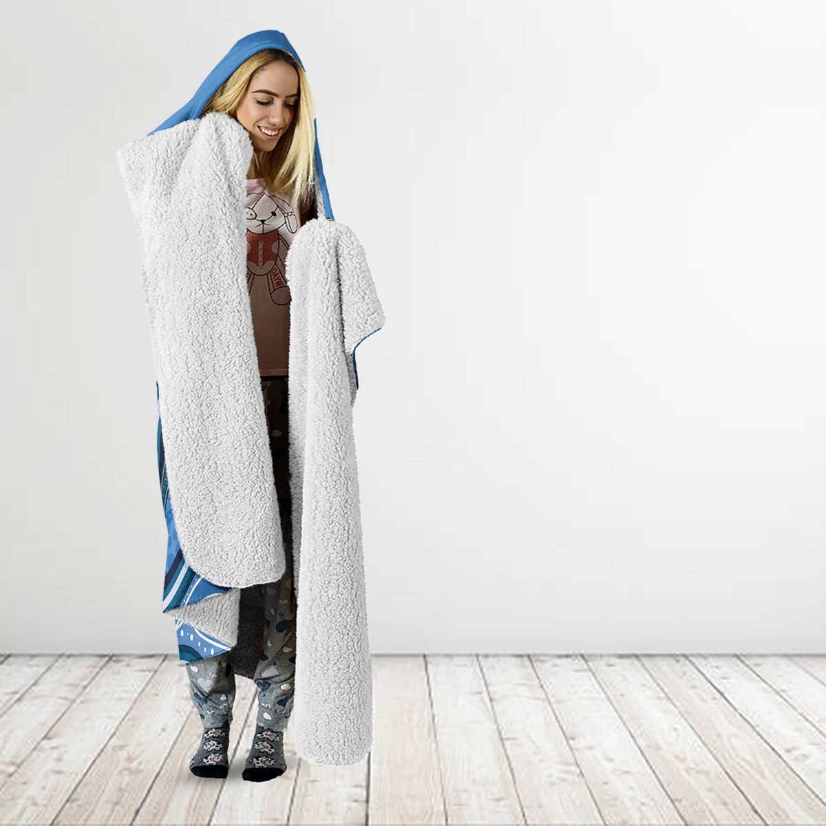 Australia Autism Awareness Hooded Blanket In April We Wear Blue Aboriginal Lizard