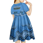 Australia Autism Awareness Kid Short Sleeve Dress In April We Wear Blue Aboriginal Lizard