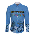 Australia Autism Awareness Long Sleeve Button Shirt In April We Wear Blue Aboriginal Lizard