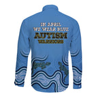 Australia Autism Awareness Long Sleeve Button Shirt In April We Wear Blue Aboriginal Lizard