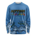 Australia Autism Awareness Long Sleeve Shirt In April We Wear Blue Aboriginal Lizard